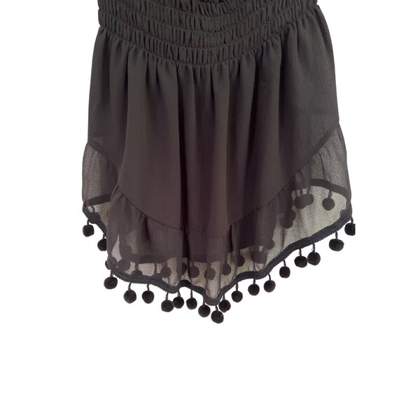 Ramy Brook size S Small Marcie black mini dress cover-up with pompom accent - Picture 3 of 5
